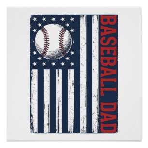 Póster Camisa de bandeira do pai de beisebol vintage Desi