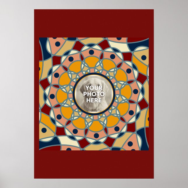 Poster Camisa de Bebê com Design de Mandala de Foto Perso (Frente)