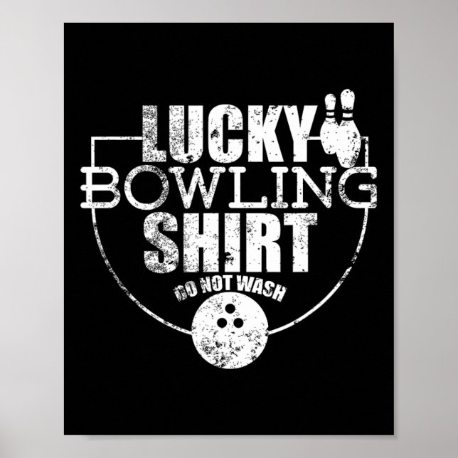 Poster Camisa de Boliche Sortuda Não Lavar Citação Divert (Frente)