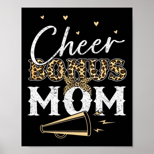 Poster Camisa de Bônus de Cheer Mãe Leopardo Cheerleading (Frente)