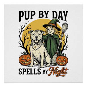 Póster Camisa de Bruxa de Cachorro de Halloween Gravura V