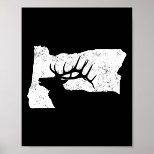 Poster Camisa de Caça ao Elk do Oregon - Forma do Estado