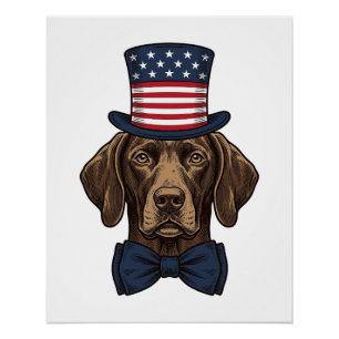 Póster Camisa de Cão Patriota com Desenho de Gravura Vint