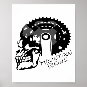 Poster Camisa de Caveira de Ciclismo Engrenagens Biciclet
