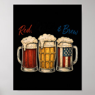Poster Camisa de cerveja engraçada vermelha e branca do d