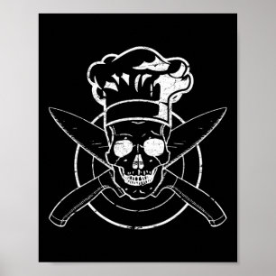Poster Camisa de Chef Crânio Chapéu de Chef Cozinhando Bb