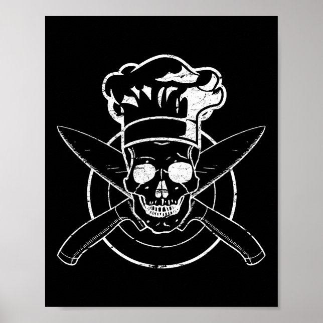 Poster Camisa de Chef Crânio Chapéu de Chef Cozinhando Bb (Frente)
