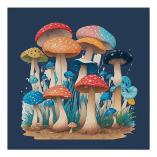 Póster Camisa de Cogumelo Psicotrópico Botânico