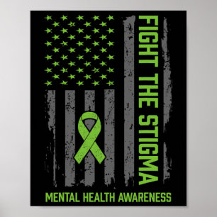 Poster Camisa de Conscientização da Saúde Mental Combater