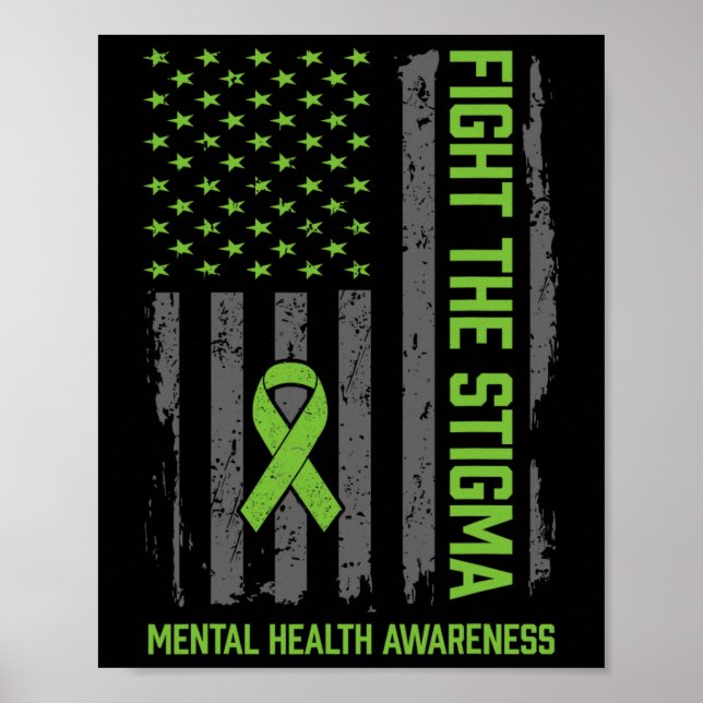Poster Camisa de Conscientização da Saúde Mental Combater (Frente)