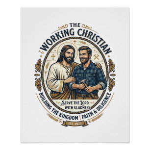 Póster Camisa de Construção Jesus Gráfico Cristão_