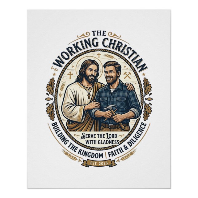 Póster Camisa de Construção Jesus Gráfico Cristão_ (Frente)