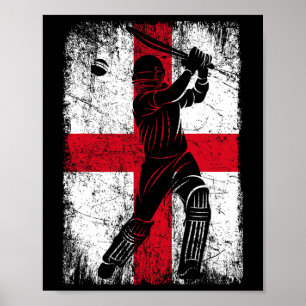Poster Camisa de críquete da bandeira da Inglaterra Fã Jo