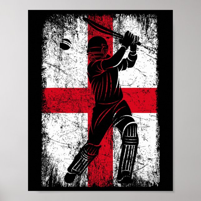 Poster Camisa de críquete da bandeira da Inglaterra Fã Jo (Frente)