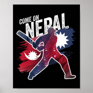 Poster Camisa de críquete do Nepal Adepto da Bandeira Nep