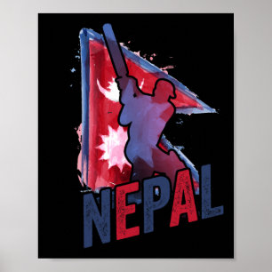 Poster Camisa de Críquete do Nepal Bandeira Nepalesa Adep