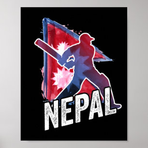 Poster Camisa de críquete do Nepal Bandeira nepalesa Adep