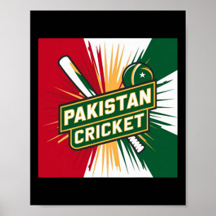 Poster Camisa de Críquete do Paquistão Bandeira de Críque