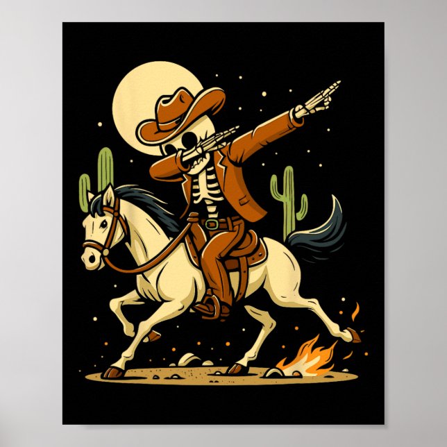 Poster Camisa De Dabbing Do Esqueleto Do Cowboy (Frente)