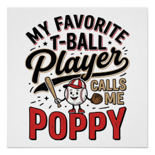 Póster Camisa de Desenho de Gravura Vintage de T-Ball Pop