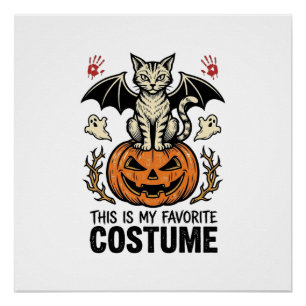Póster Camisa de Design de Fantasia de Gato de Abóbora de