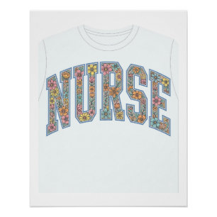 Póster Camisa de Enfermeira com Letras de Universidade Fl
