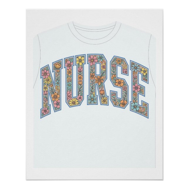 Póster Camisa de Enfermeira com Letras de Universidade Fl (Frente)