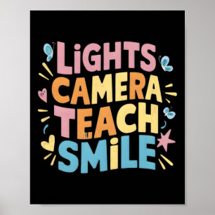 Poster Camisa de Ensino Sorriso Leve Câmera Diversão Volt
