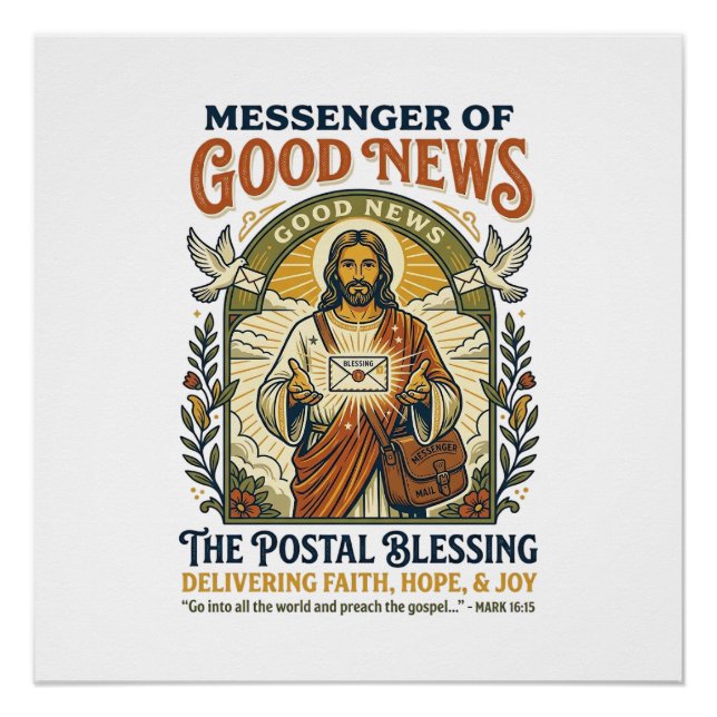 Póster Camisa de entrega de trabalhador postal de Jesus F (Frente)