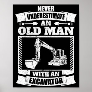 Poster Camisa de Escavadeira Engraçada Retroescavadeira