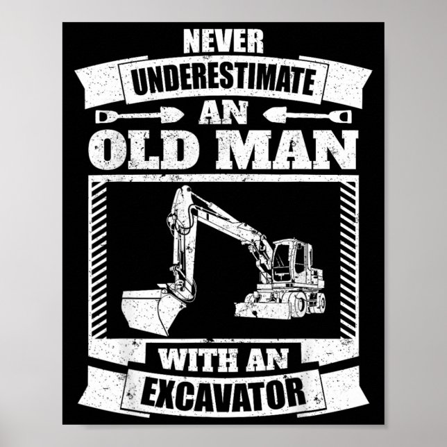 Poster Camisa de Escavadeira Engraçada Retroescavadeira (Frente)