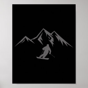 Poster Camisa de esqui montanha de neve inverno esquiador