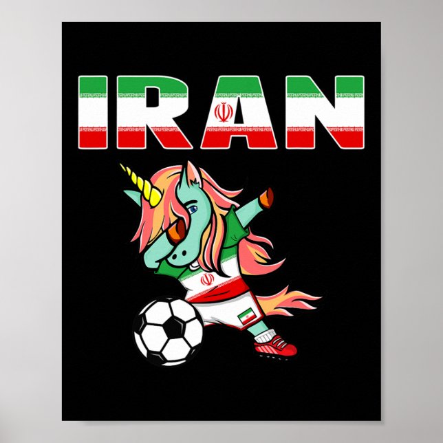 Poster Camisa de Fã de Futebol do Irã Unicórnio Verde Dab (Frente)