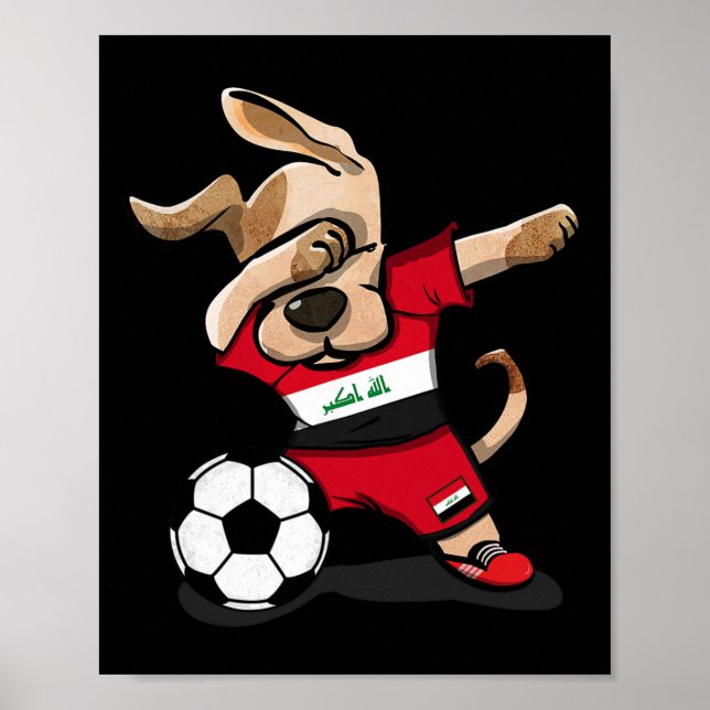 Poster Camisa de Fã de Futebol Iraquiano com Cachorro Dab (Frente)
