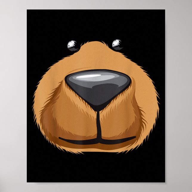 Poster Camisa de Fantasia de Urso Fofo Rosto Funny Hallow (Frente)