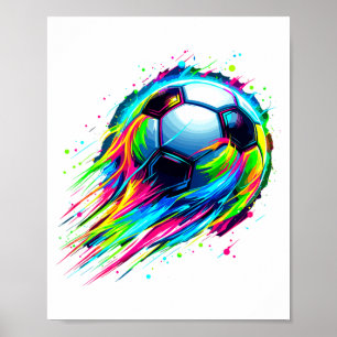 Poster Camisa de Futebol Colorido Tie Dye Bola de Futebol