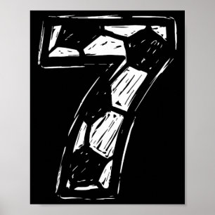 Poster Camisa de Futebol Número 7 Desenhado Futebol Byll 