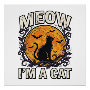 Póster Camisa de Gato do Halloween Mia Eu Sou Um Gato Vin