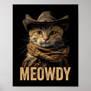 Poster Camisa De Gato Meowdy Cowboy País Ocidental