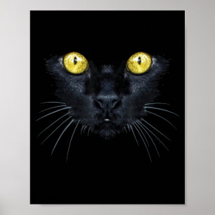 Poster Camisa de Gato Preto Halloween Assustador Olhos Am