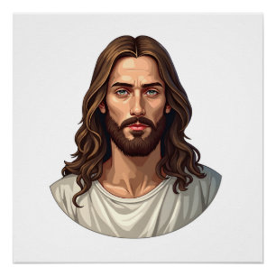 Póster Camisa de Gravura Vintage de Retrato de Cristo Cal