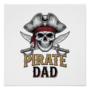 Póster Camisa de Gravura Vintage Espada Caveira Pai Pirat