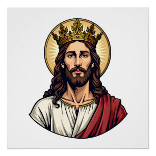 Póster Camisa de Gravura Vintage Jesus Coroa Halo 2