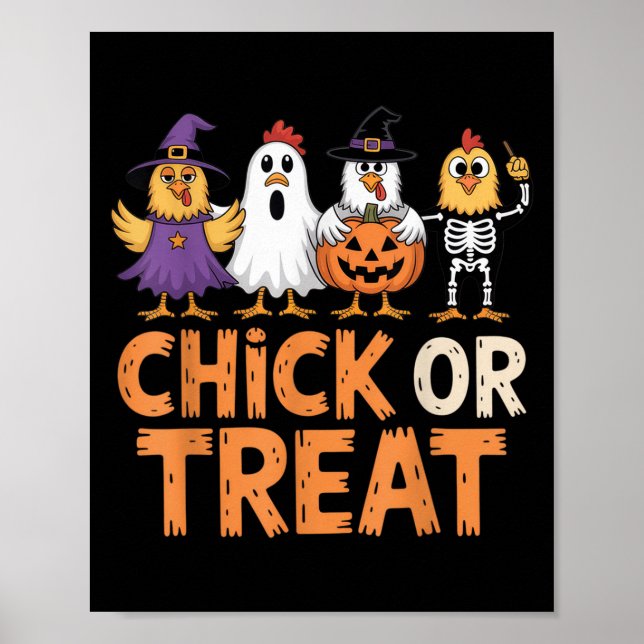 Poster Camisa De Halloween De pintinho Ou De Tratamento P (Frente)