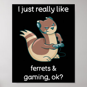 Poster Camisa de jogador amante de furão engraçado Eu amo