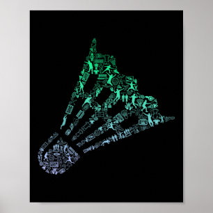Poster Camisa de jogador de badminton silhueta de shuttle