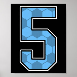 Poster Camisa de Jogador de Futebol Azul Padrão Número 5 
