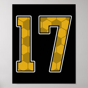 Poster Camisa de jogador de futebol dourada padrão número