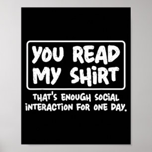 Poster Camisa de Leitura Citação Engraçada de Humor Sarcá