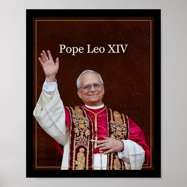 Poster Camisa de Leo Xiv do Papa deus abençoe (Frente)